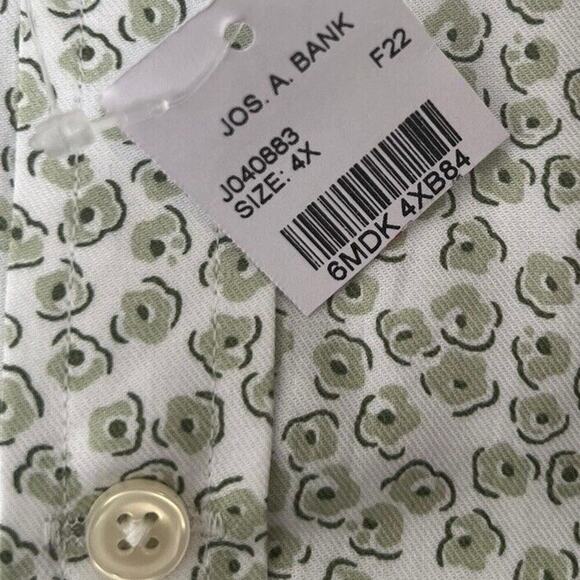 Jos. A Bank Men’s Sz 4XB Slim Fit Long Sleeve Buttoned Down Green Floral Poppy - Picture 4 of 8